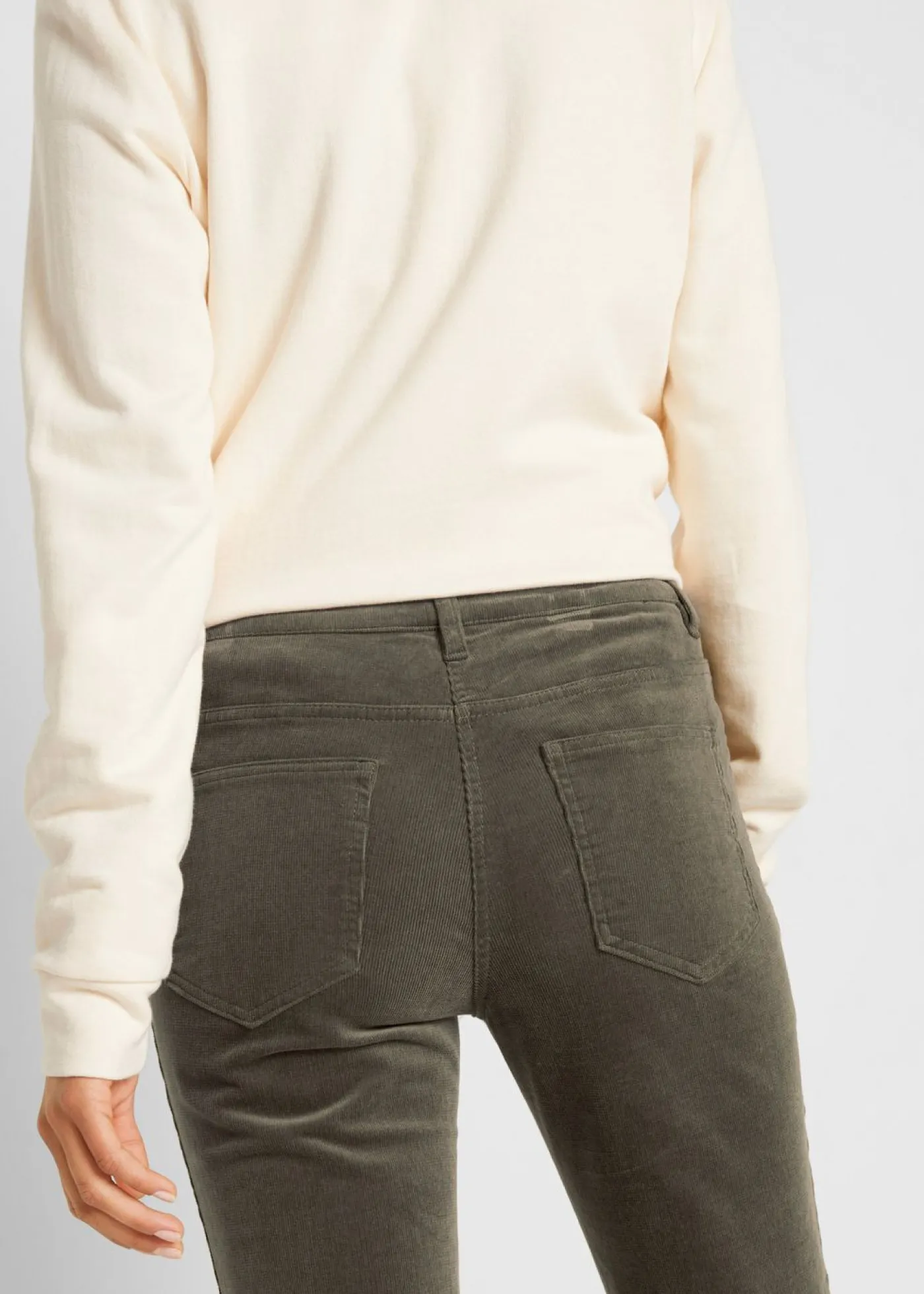 Hot Pantalón de pana elástico de corte recto Mujer Pantalones