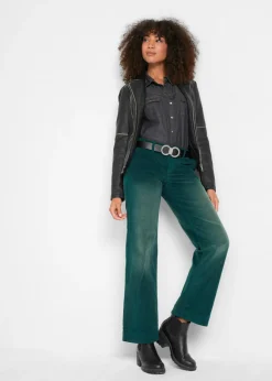 Best Pantalón de pana elástico de corte ancho Mujer Pantalones