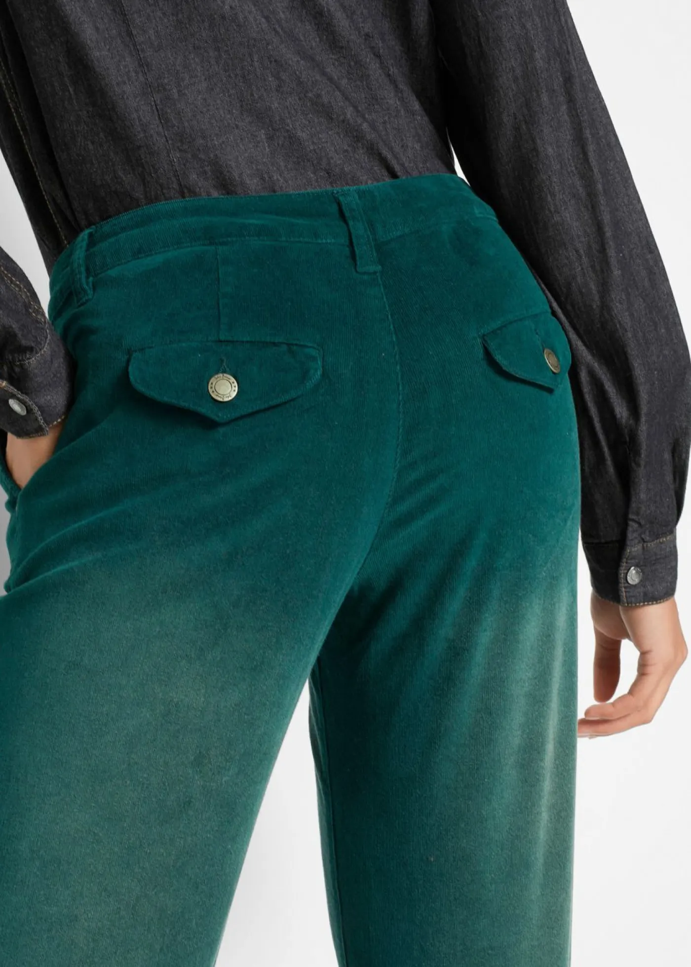 Best Pantalón de pana elástico de corte ancho Mujer Pantalones