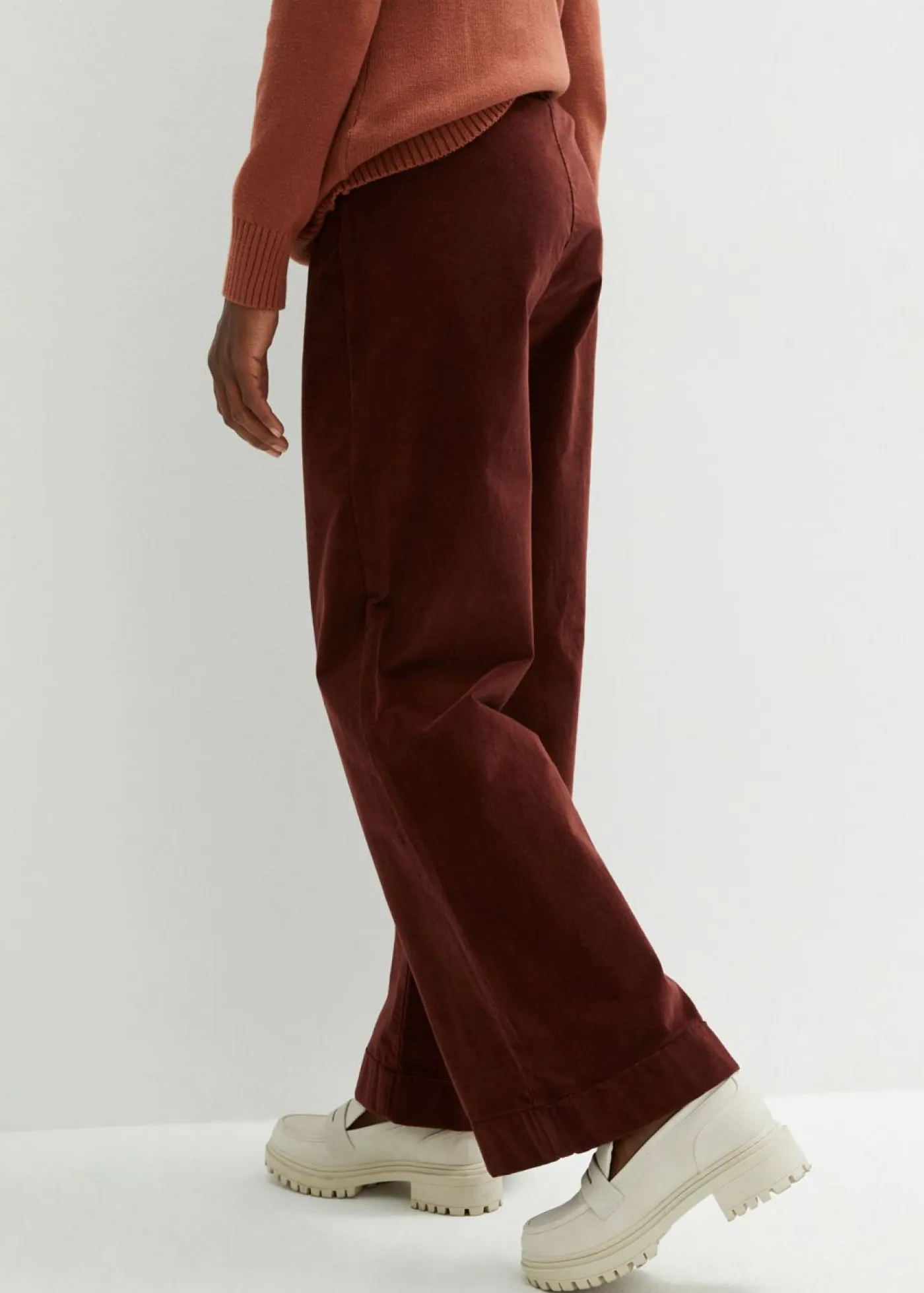 Online Pantalón de pana elástico y ancho, high waist Mujer Pantalones