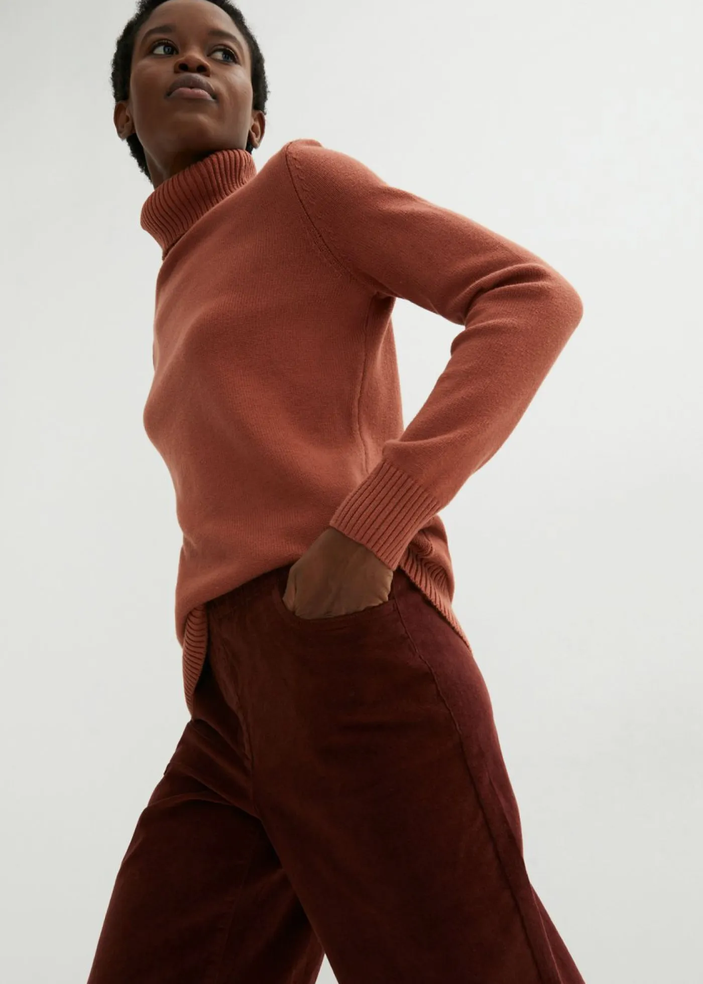 Online Pantalón de pana elástico y ancho, high waist Mujer Pantalones