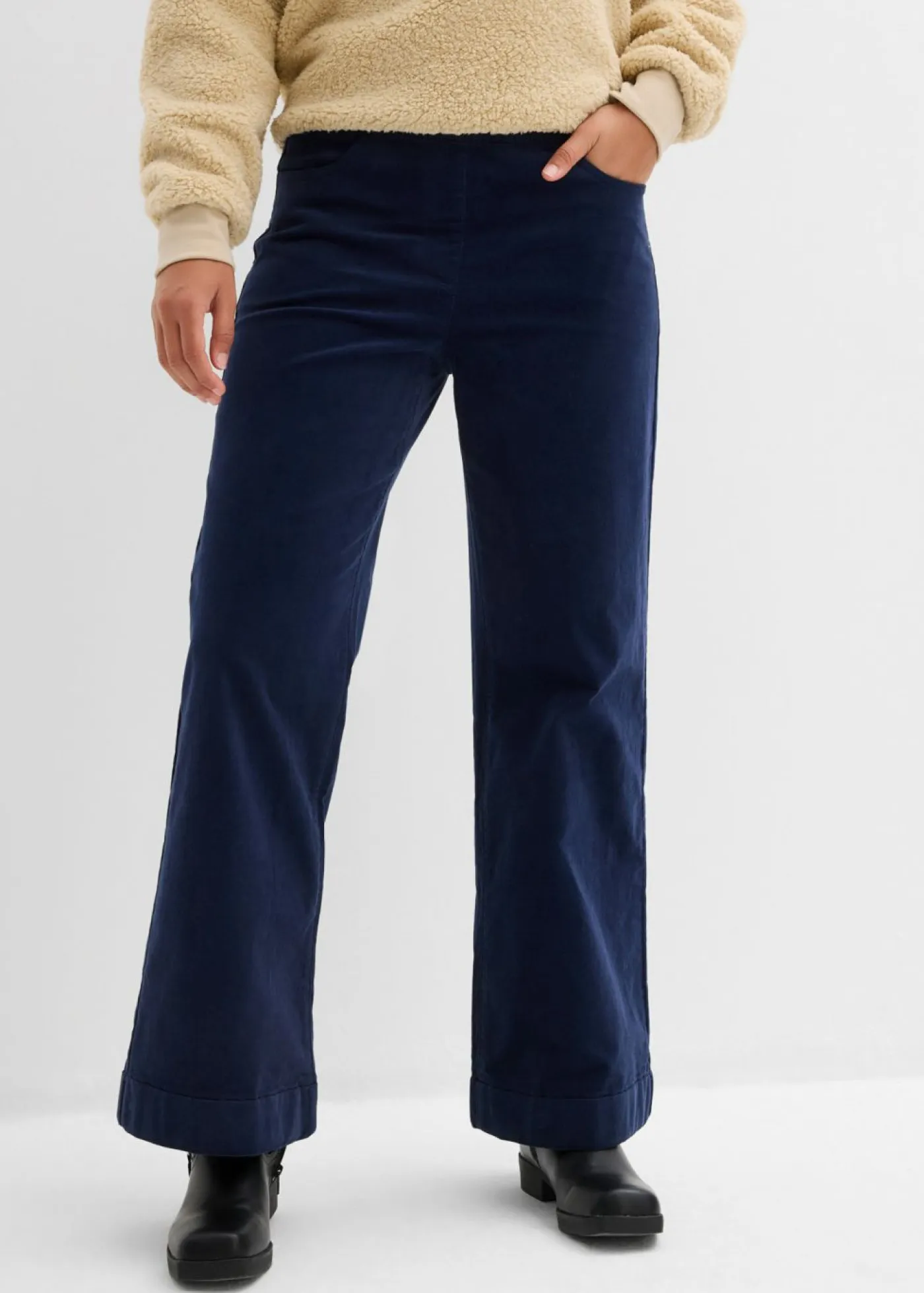 Sale Pantalón de pana elástico y ancho, high waist Mujer Pantalones