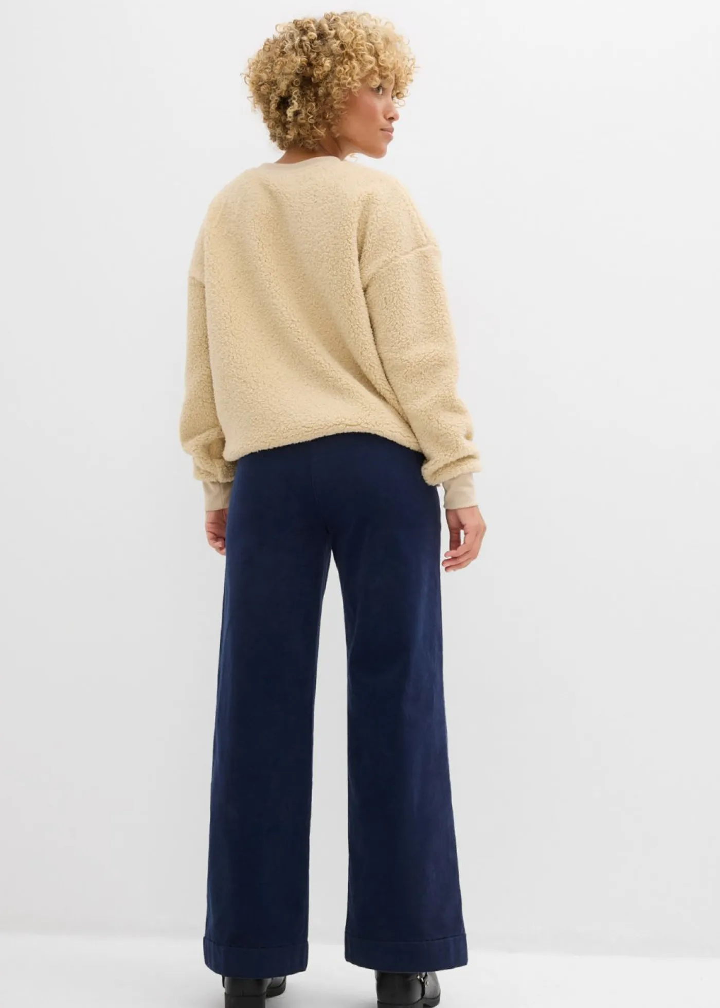 Sale Pantalón de pana elástico y ancho, high waist Mujer Pantalones