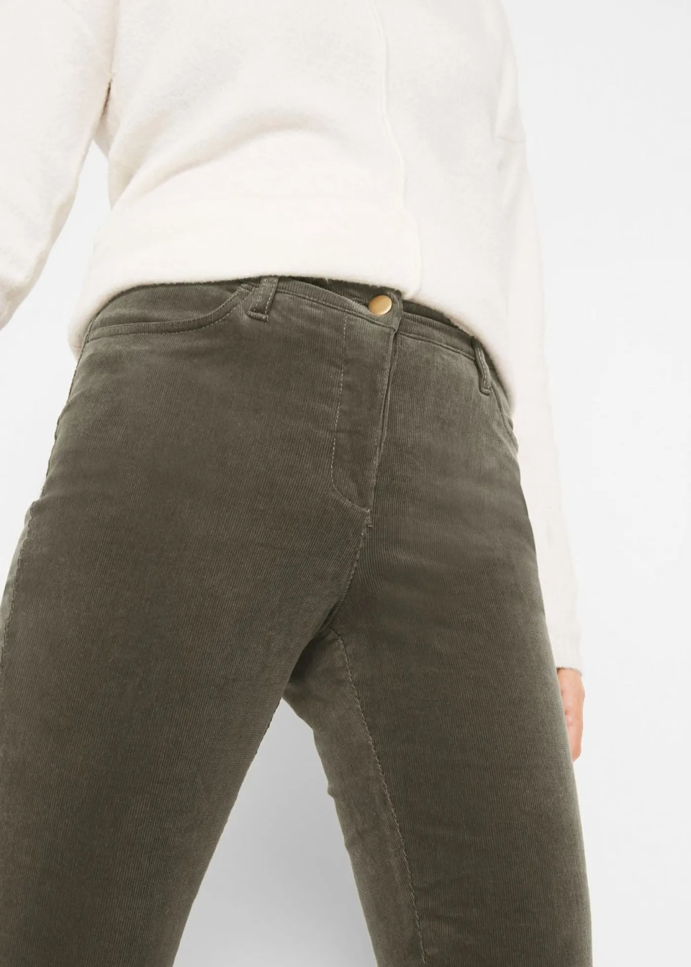 Pantalón de pana elásticos, straight Mujer Pantalones