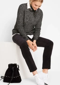 Outlet Pantalón de pana elásticos, straight Mujer Pantalones