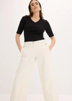 Hot Pantalón de pernera ancha con elástico Mujer Pantalones