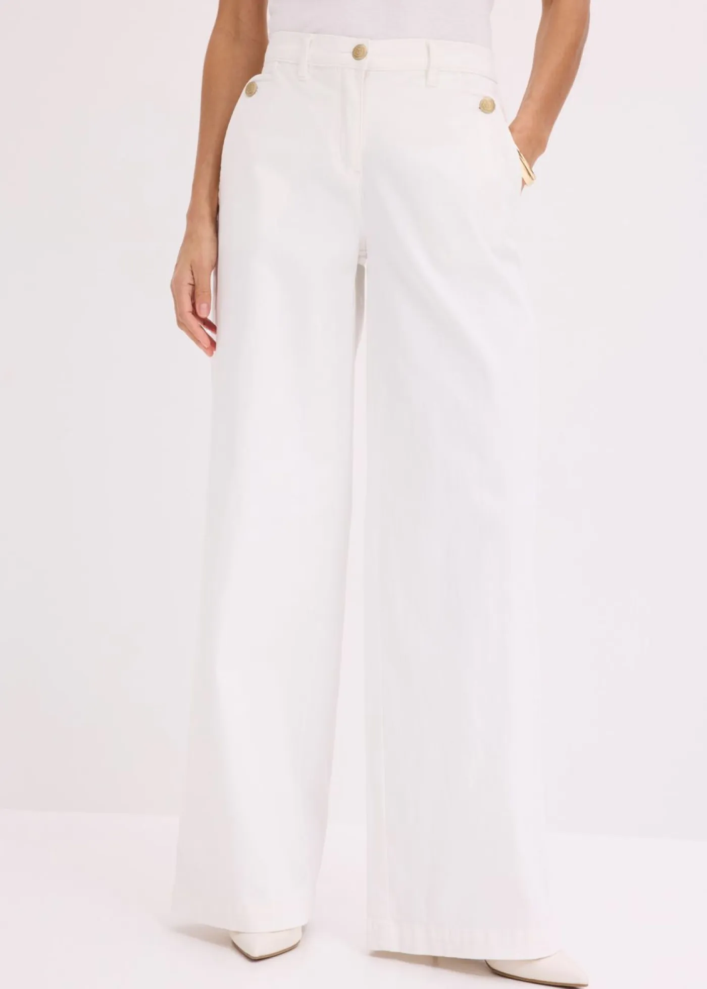 Outlet Pantalón de pernera ancha con elástico Mujer Pantalones