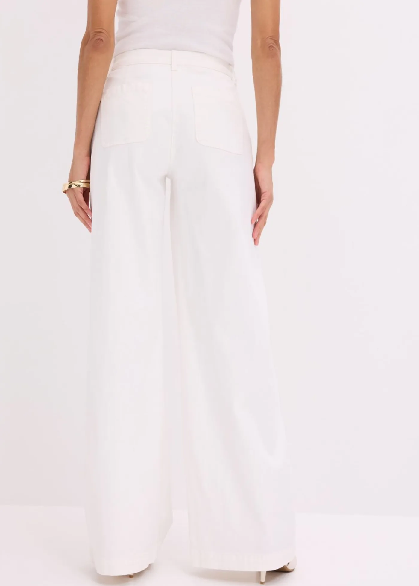 Outlet Pantalón de pernera ancha con elástico Mujer Pantalones