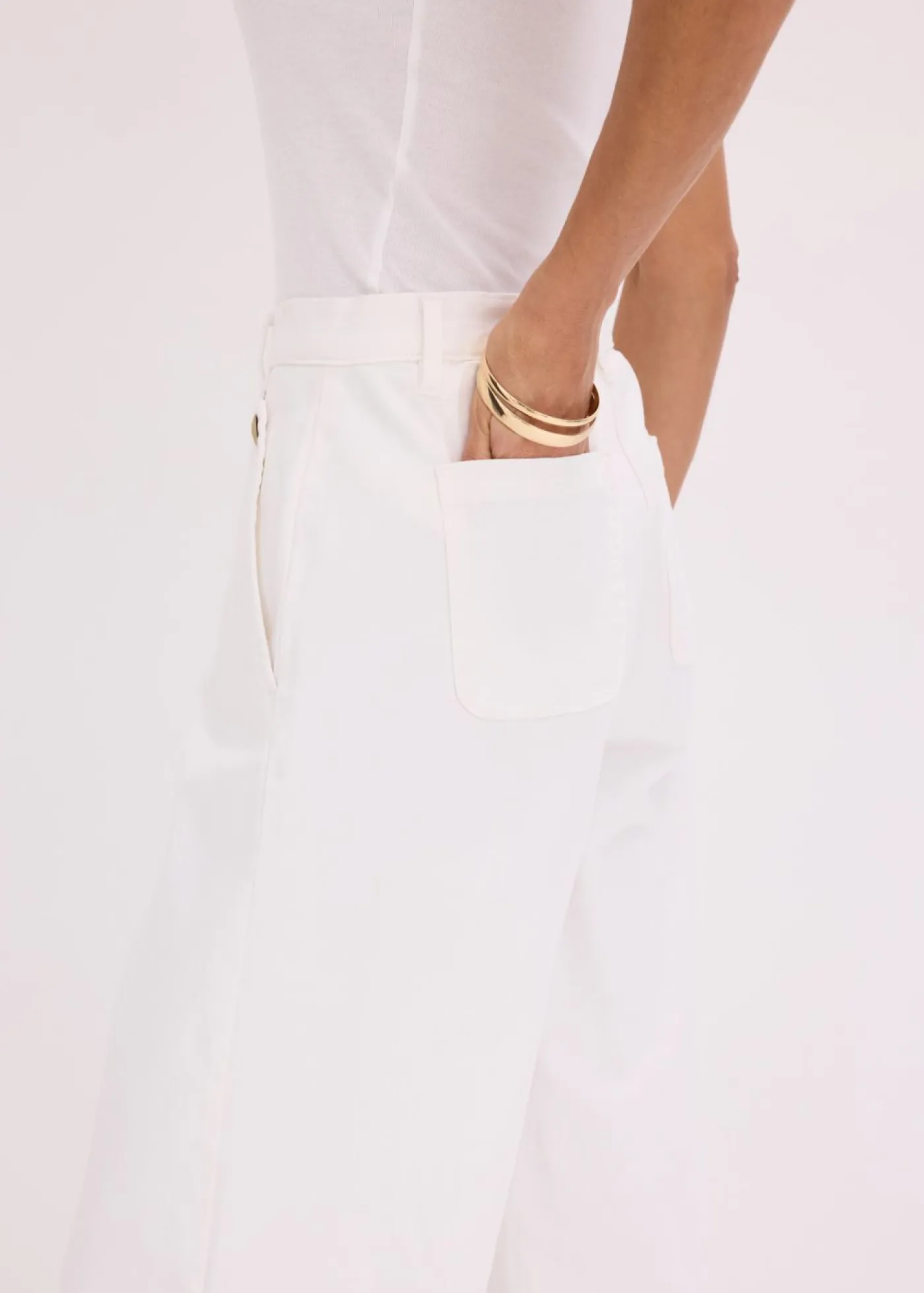 Outlet Pantalón de pernera ancha con elástico Mujer Pantalones