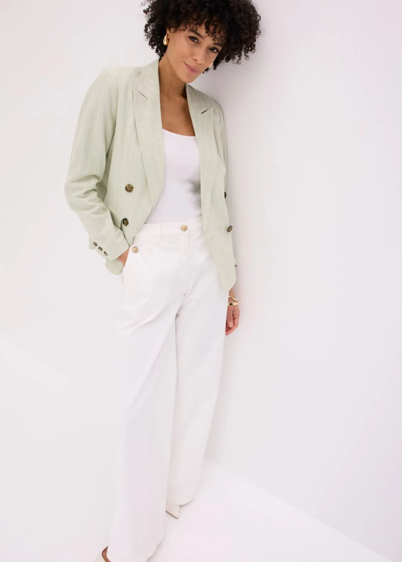Outlet Pantalón de pernera ancha con elástico Mujer Pantalones
