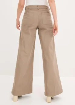 New Pantalón de pernera ancha con elástico Mujer Pantalones