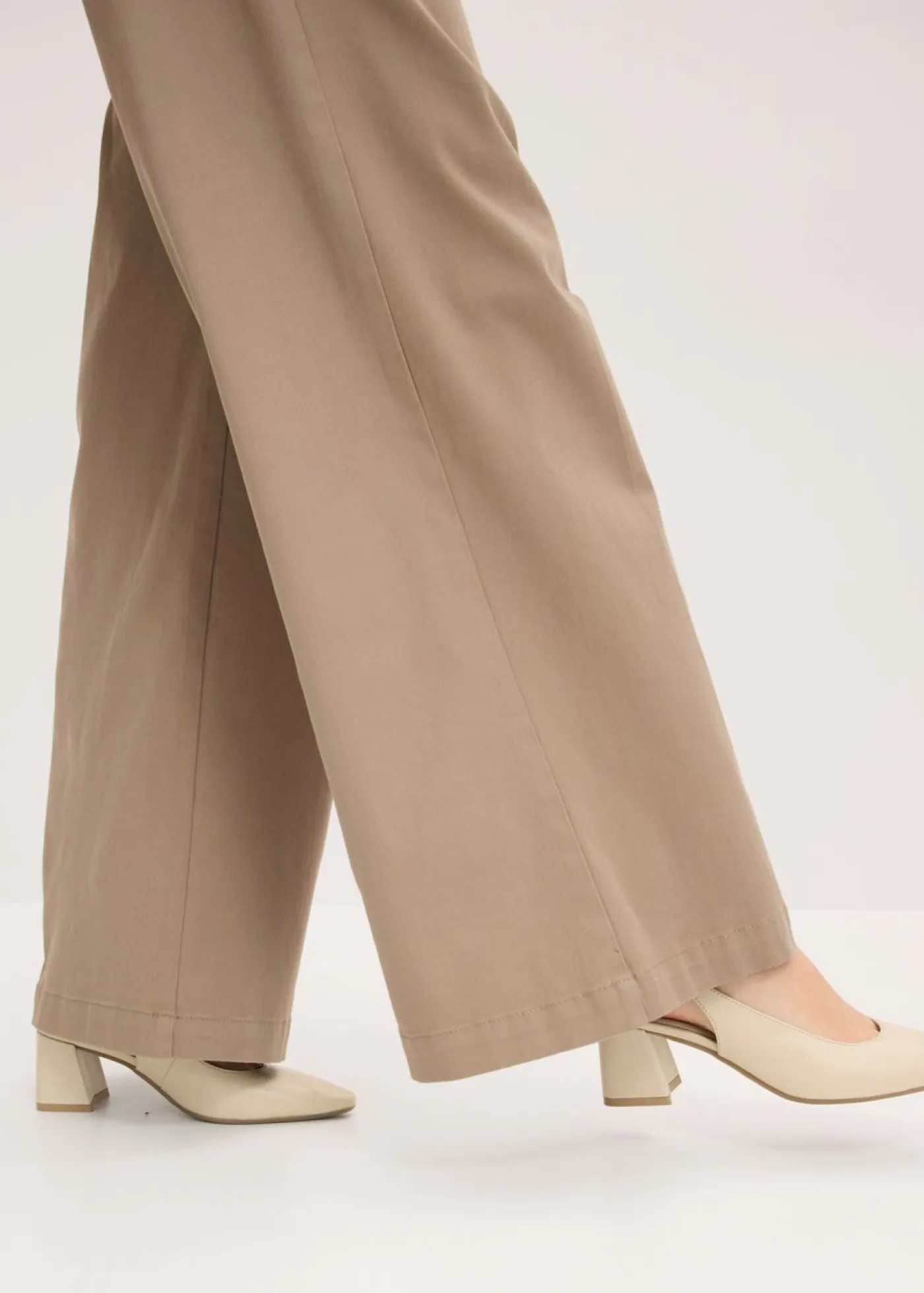 New Pantalón de pernera ancha con elástico Mujer Pantalones