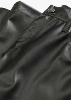 Pantalón de piel sintética con cintura cómoda Mujer Pantalones