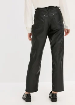 Pantalón de piel sintética con cintura cómoda Mujer Pantalones