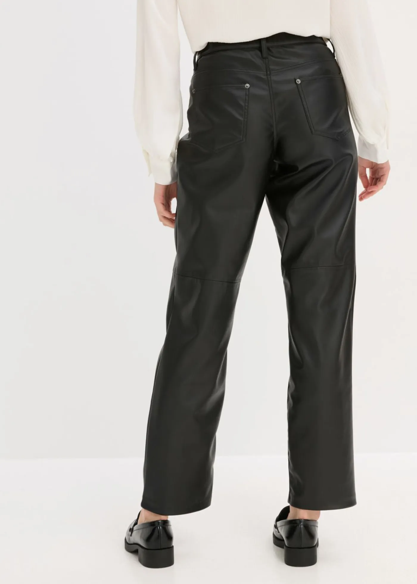Pantalón de piel sintética con cintura cómoda Mujer Pantalones