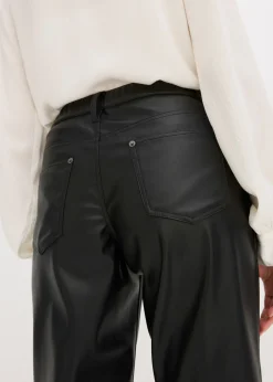 Pantalón de piel sintética con cintura cómoda Mujer Pantalones