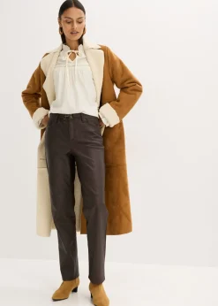 Best Pantalón de piel sintética con efecto desgastado Mujer Pantalones