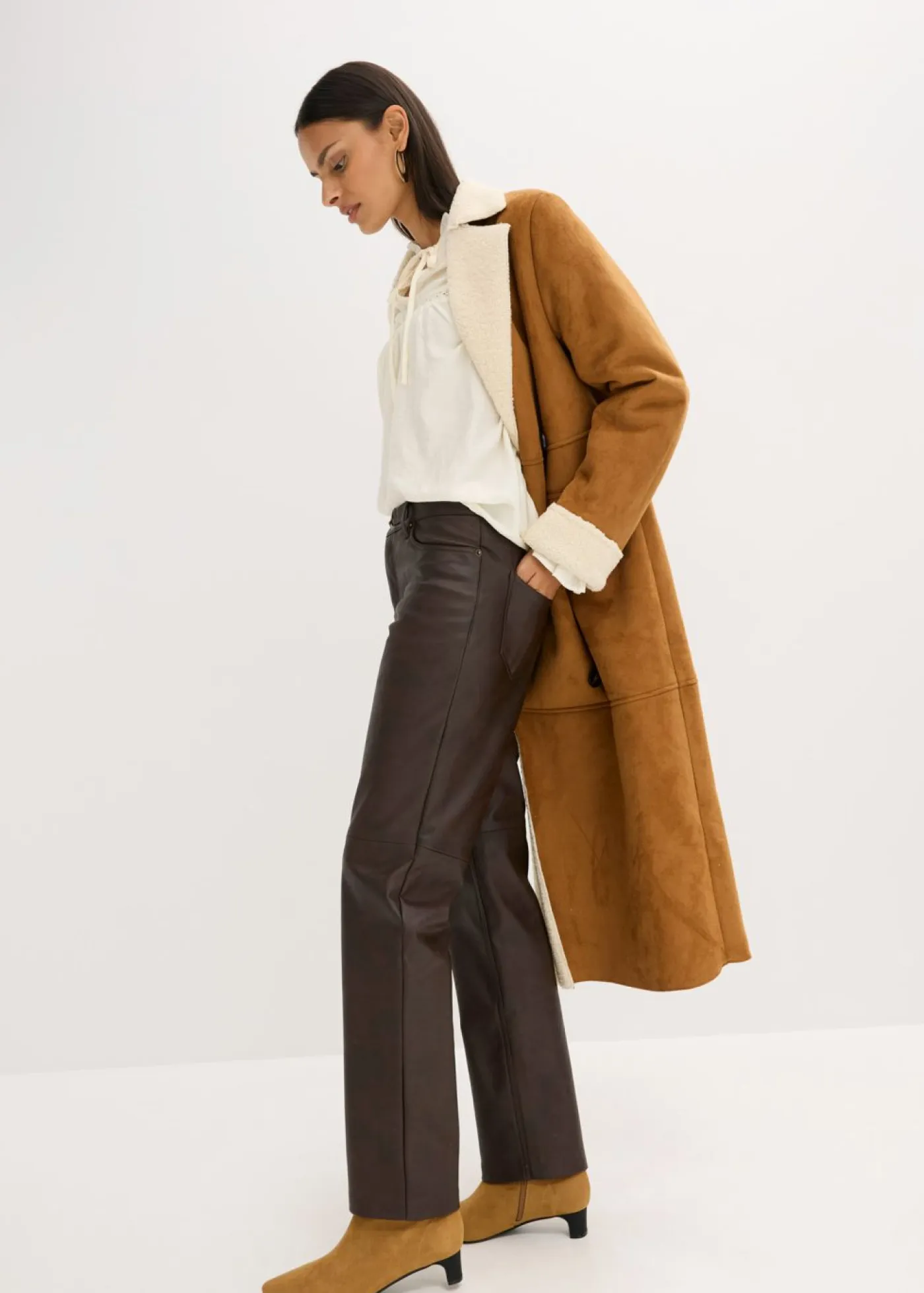 Best Pantalón de piel sintética con efecto desgastado Mujer Pantalones
