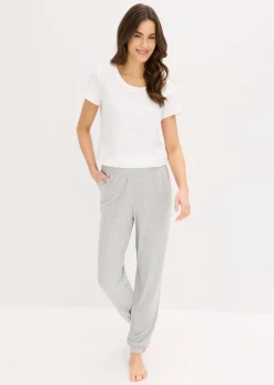Clearance Pantalón de pijama de suave canalé de viscosa Mujer Homewear|Ropa Para Dormir