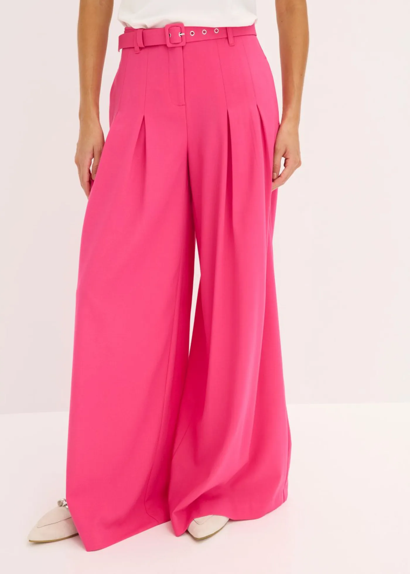 Discount Pantalón de pinzas con cinturón (2 piezas) Mujer Pantalones