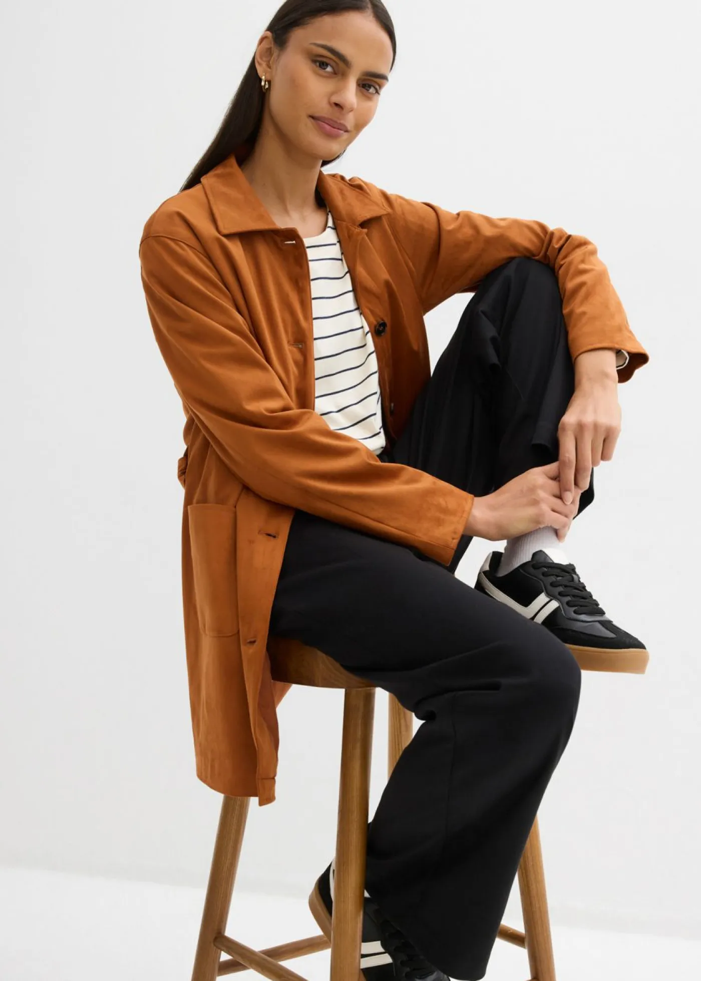 Pantalón de pinzas con viscosa Mujer Pantalones