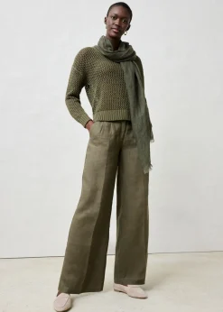 Clearance Pantalón de pinzas de lino puro Mujer Premium|Pantalones