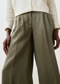 Clearance Pantalón de pinzas de lino puro Mujer Premium|Pantalones