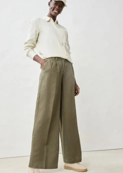 Clearance Pantalón de pinzas de lino puro Mujer Premium|Pantalones