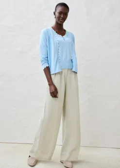 Outlet Pantalón de pinzas de lino puro Mujer Premium|Pantalones