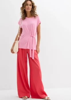 New Pantalón de pinzas de lyocell fluido Mujer Esenciales|Pantalones