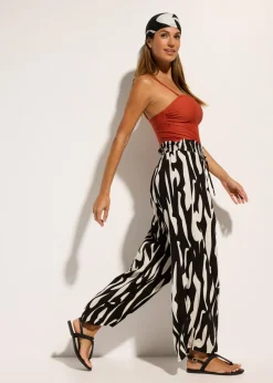 Outlet Pantalón de playa de viscosa fluida Mujer Ropa De Playa|Pantalones