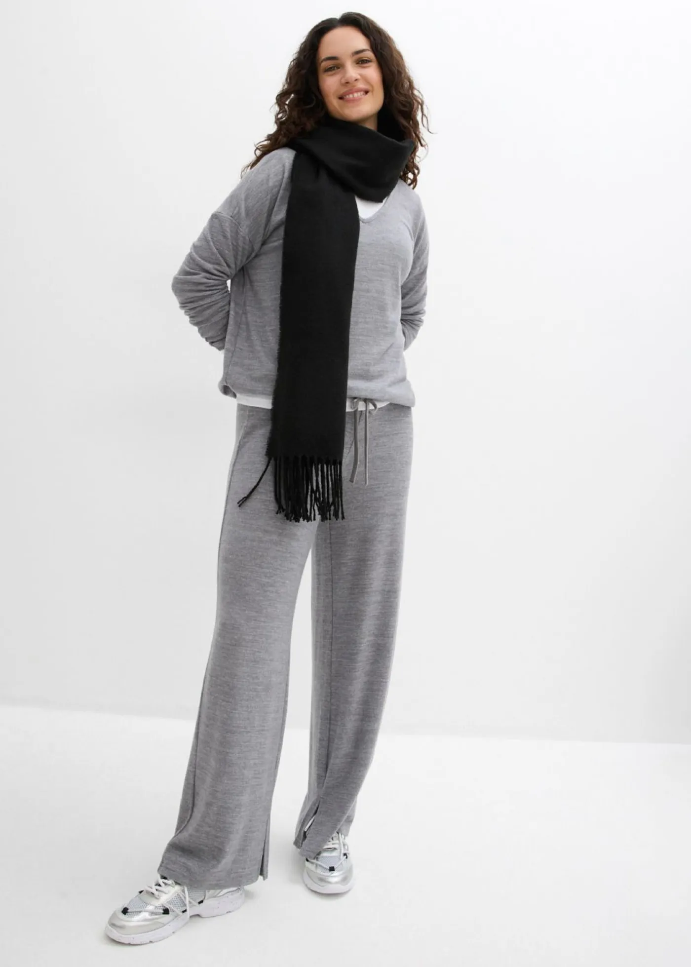 Pantalón de punto con aspecto de punto Mujer Pantalones