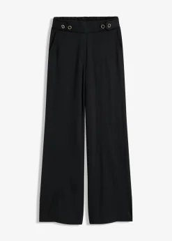 Pantalón de punto con cierre decorativo Mujer Pantalones