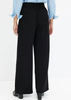 Pantalón de punto con cierre decorativo Mujer Pantalones