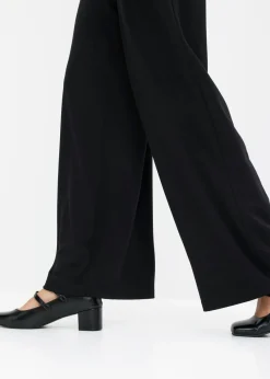 Pantalón de punto con cierre decorativo Mujer Pantalones