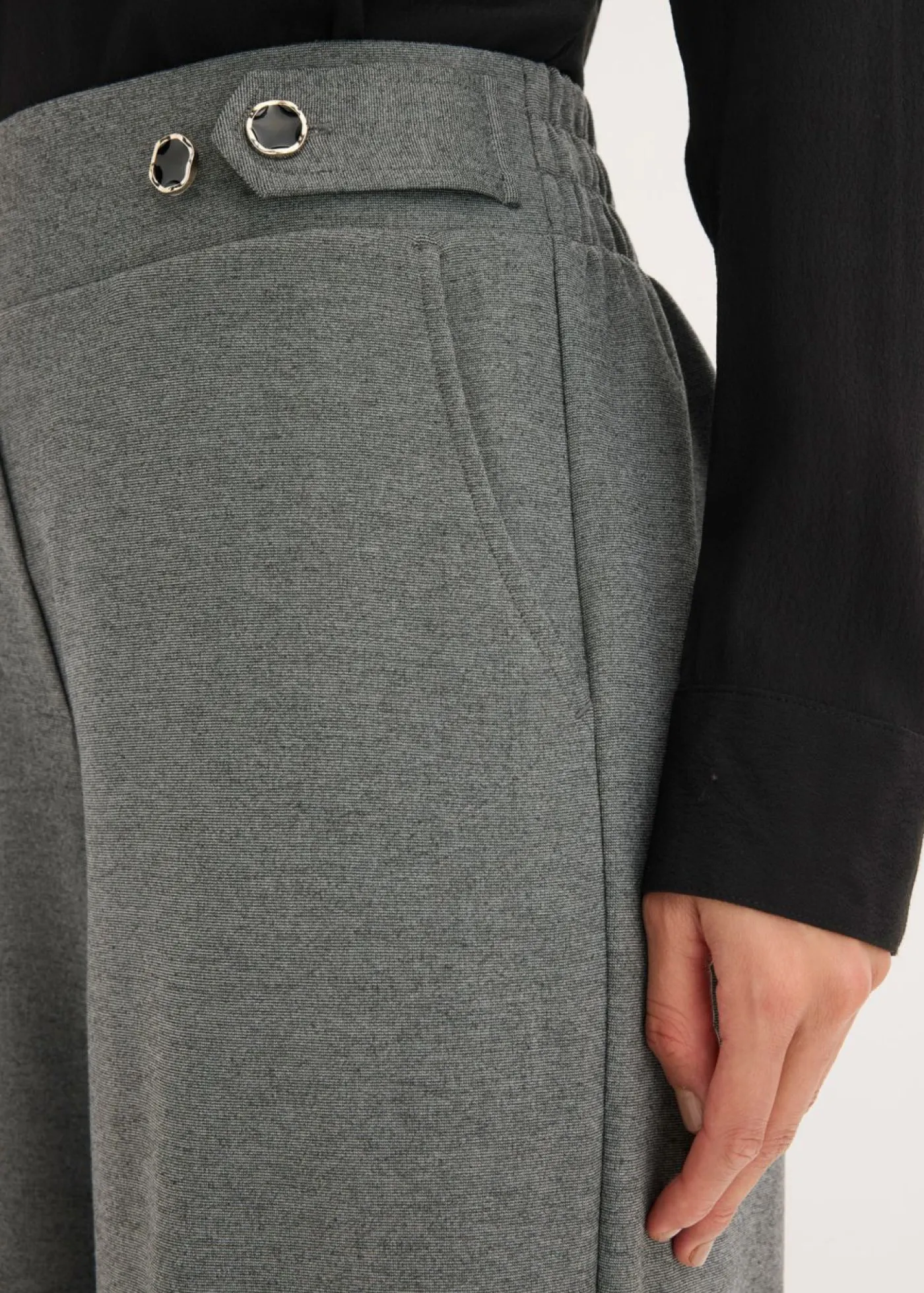 Clearance Pantalón de punto con cierre decorativo Mujer Pantalones