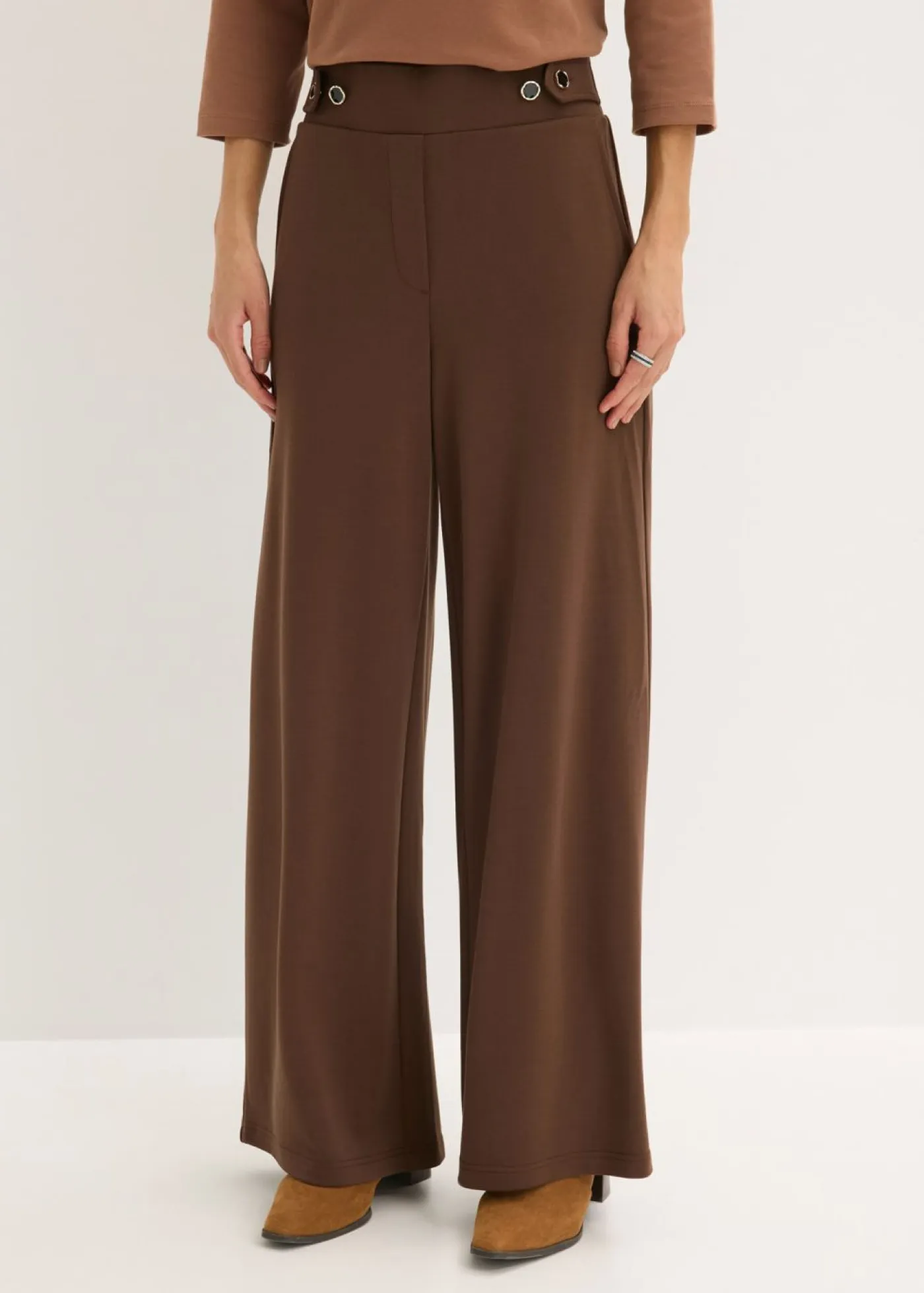 Sale Pantalón de punto con cierre decorativo Mujer Pantalones