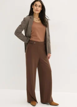 Sale Pantalón de punto con cierre decorativo Mujer Pantalones