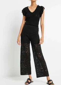Clearance Pantalón de punto con cinturilla elástica Mujer Pantalones