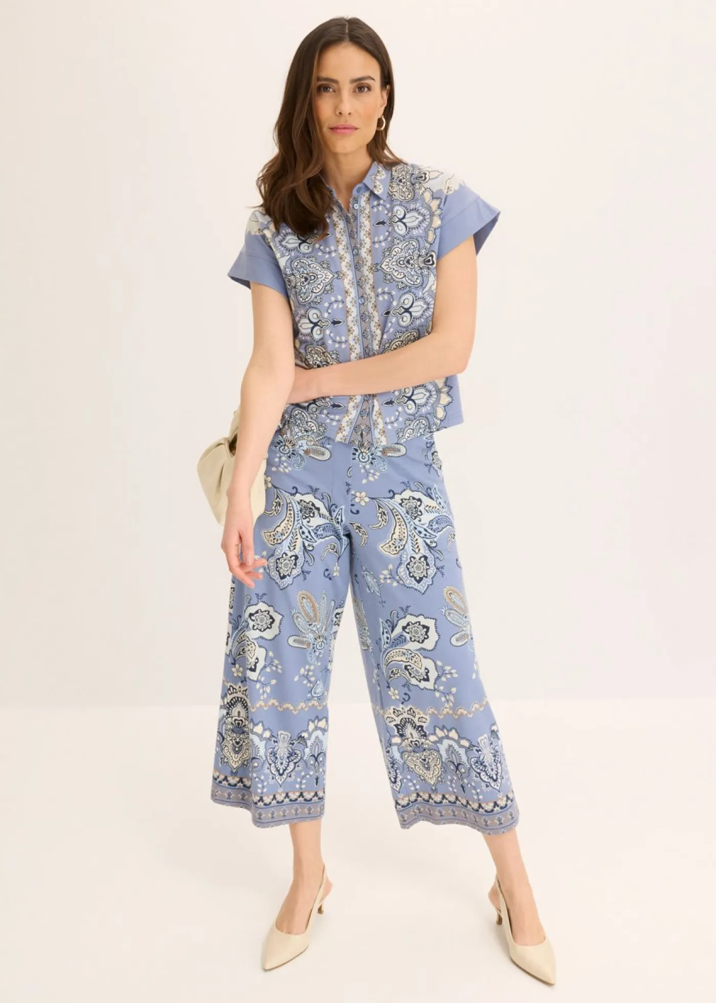 Outlet Pantalón de punto con estampado paisley Mujer Pantalones