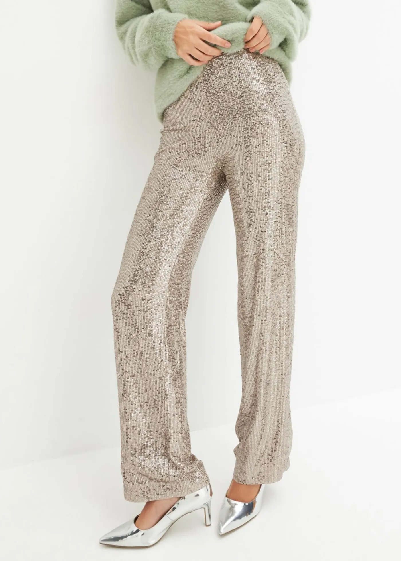 Sale Pantalón de punto con lentejuelas Mujer Pantalones