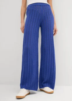 Discount Pantalón de punto con patrón calado Mujer Pantalones