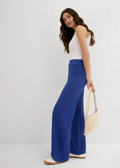 Discount Pantalón de punto con patrón calado Mujer Pantalones