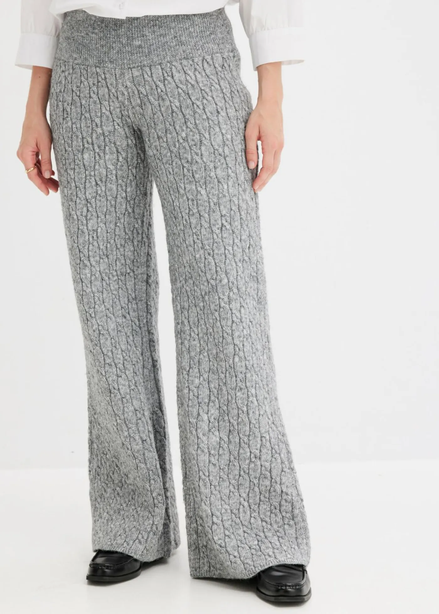 Sale Pantalón de punto con patrón trenzado Mujer Pantalones