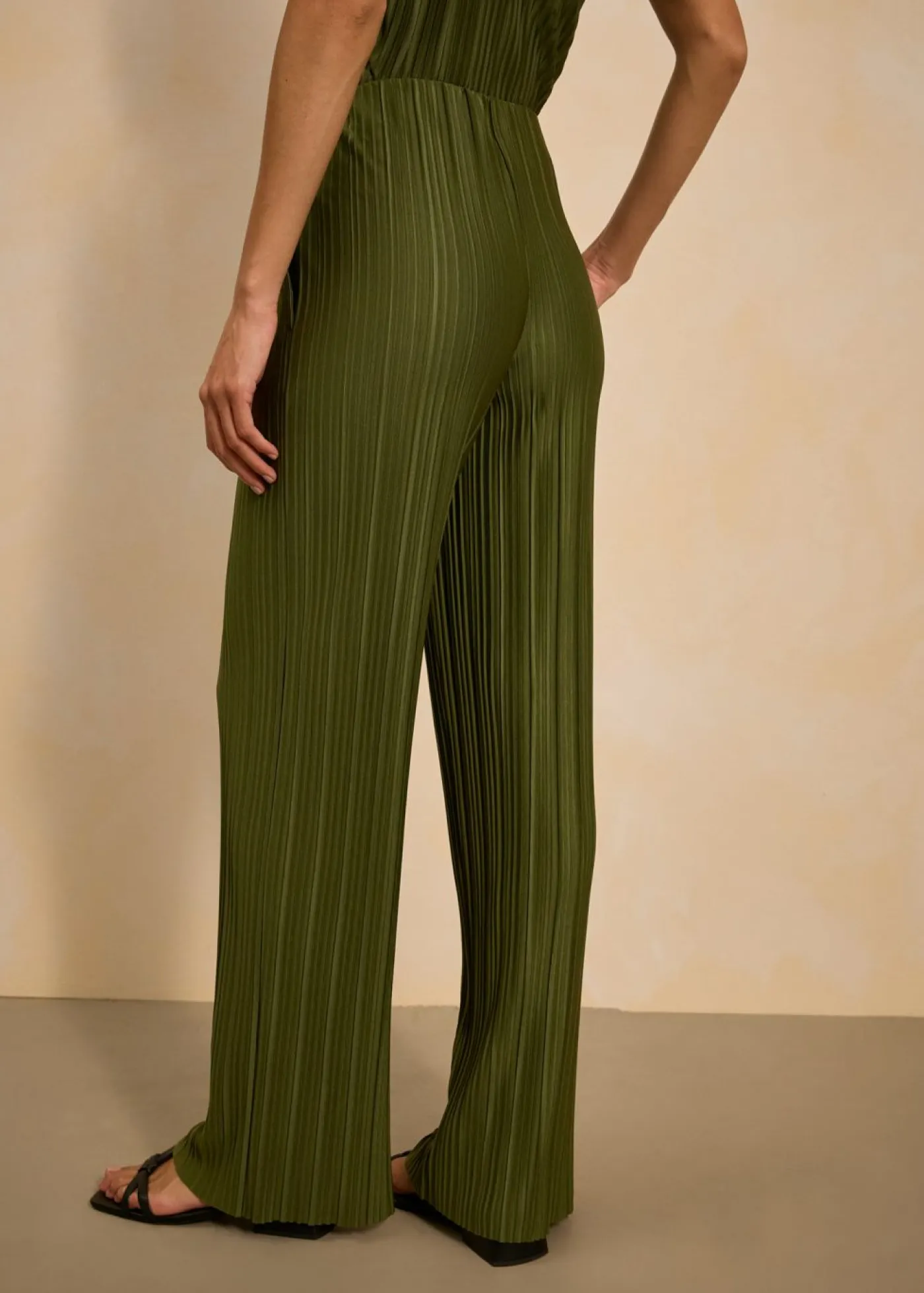 New Pantalón de punto con plisado Mujer Pantalones
