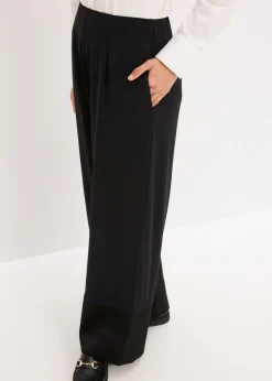 Best Pantalón de punto con ribetes de satén Mujer Pantalones