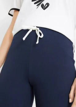 Discount Pantalón de punto de algodón con elástico Mujer Básicos|Pantalones