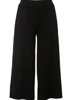 Pantalón de punto de canalé con cinturilla cómoda Mujer Pantalones