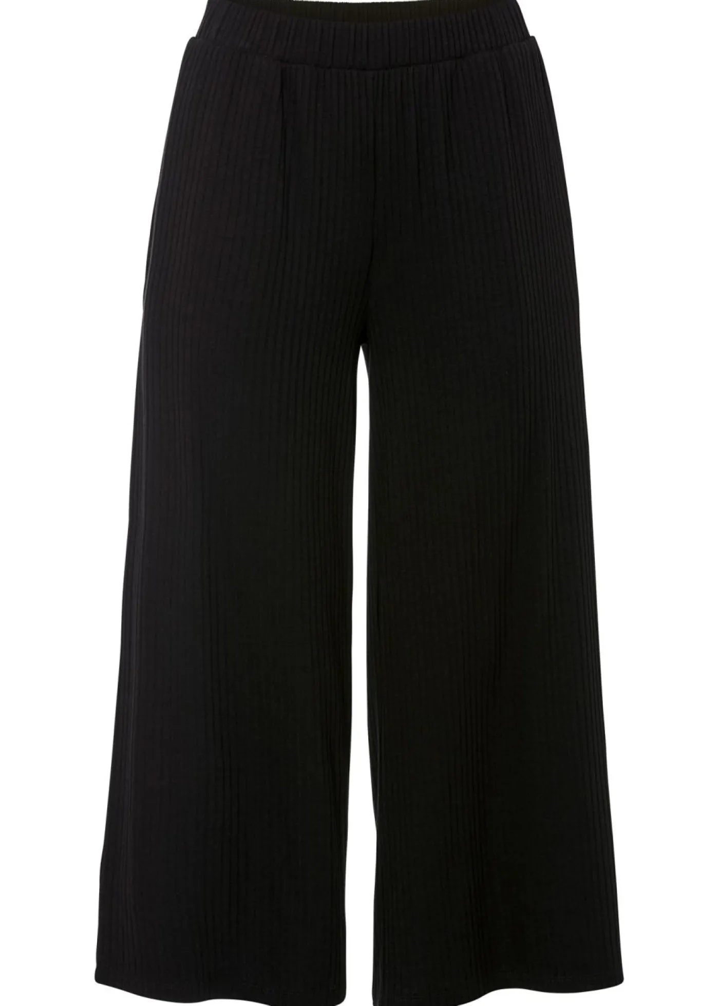 Pantalón de punto de canalé con cinturilla cómoda Mujer Pantalones