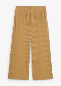 New Pantalón de punto de canalé con cinturilla cómoda Mujer Pantalones